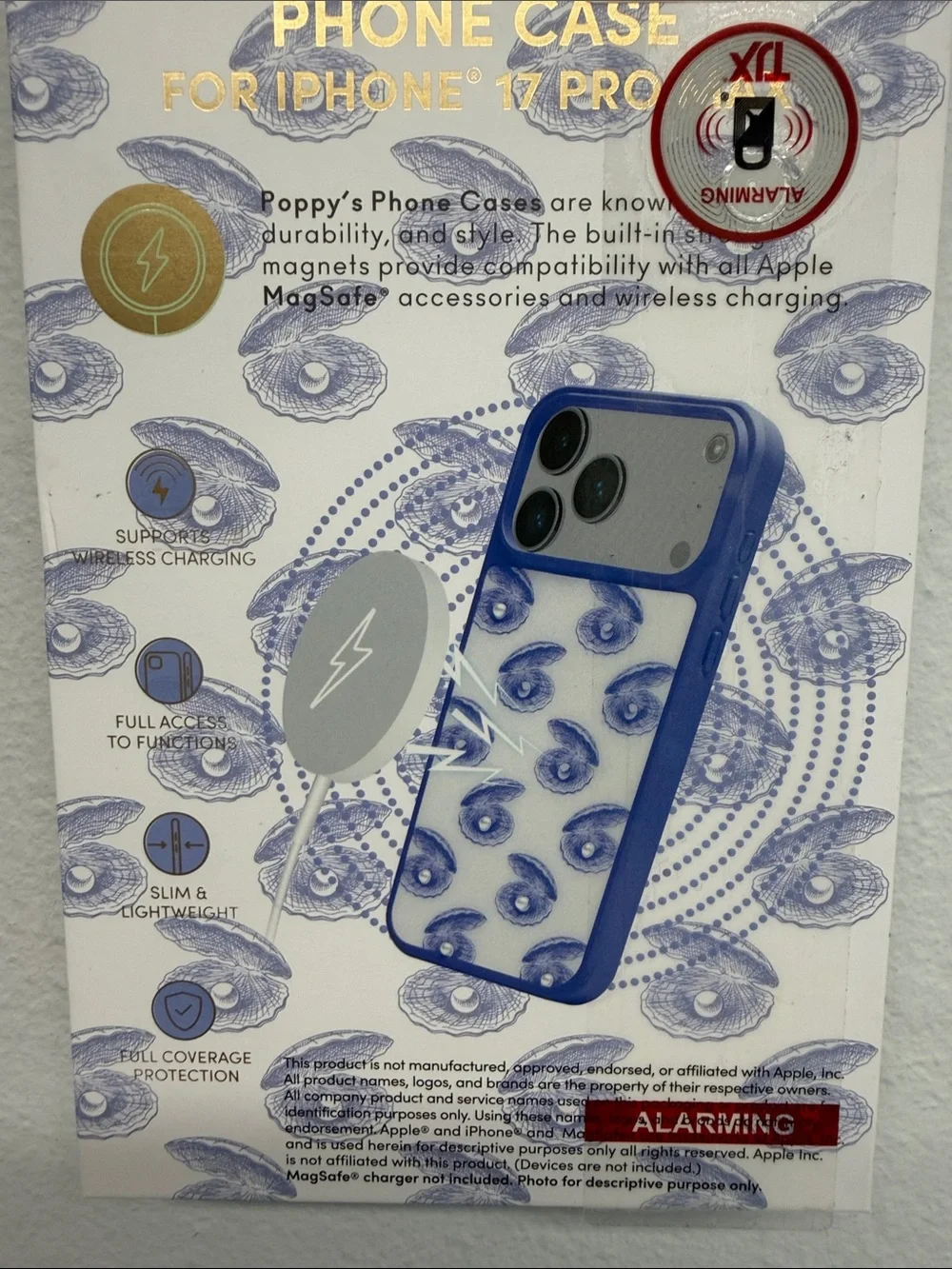 XO Poppy | Vintage Blue Clamshell Pearl iPhone 17 Pro Max MagSafe Case